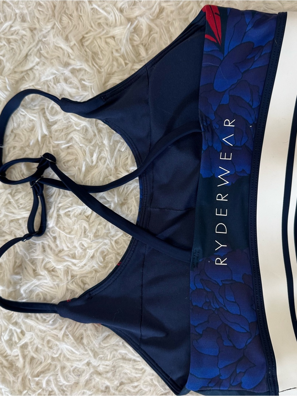 Ryderwear Navy Sports Bra with Blue Floral Band